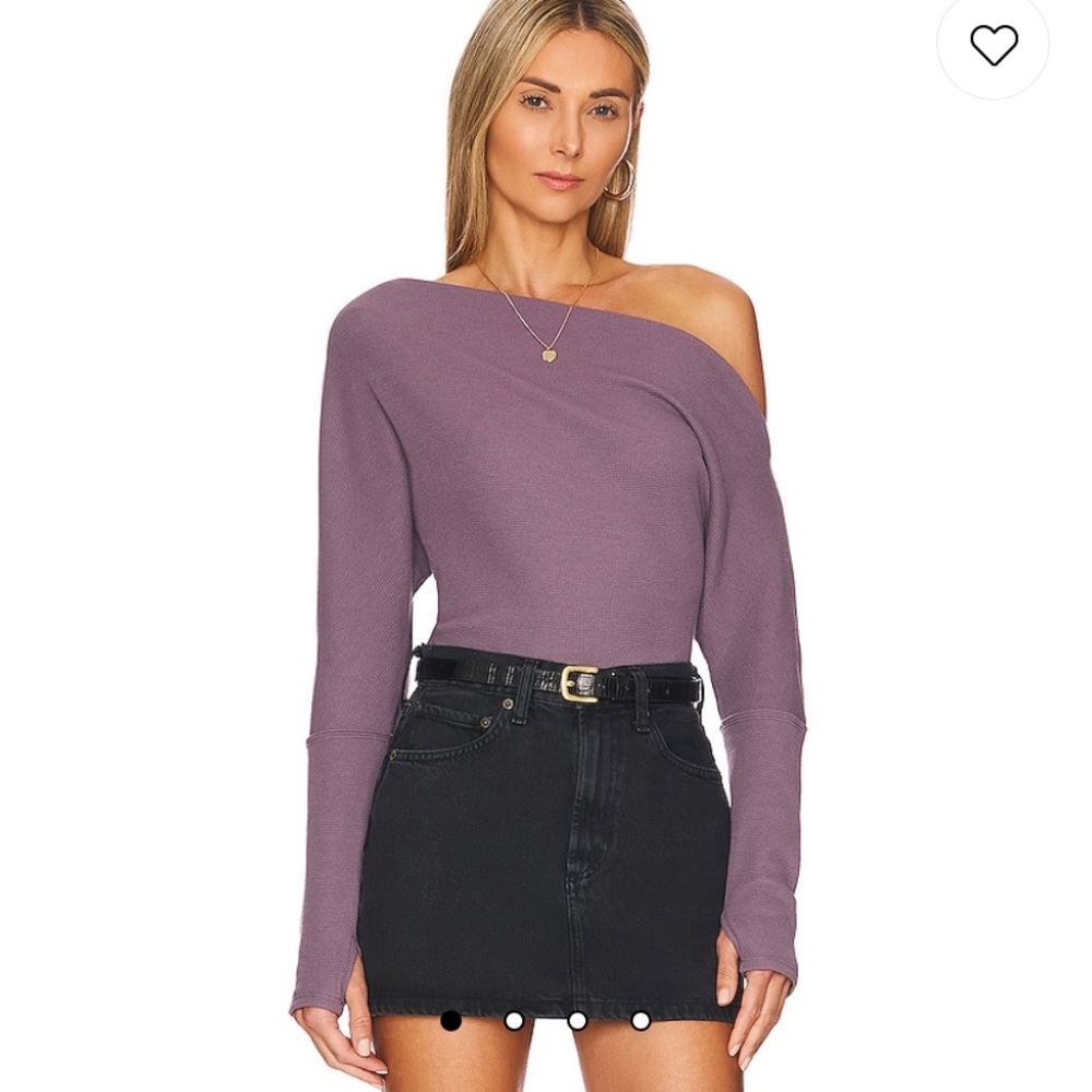 Free People Fuji thermal off-the-shoulder top in light blue, BNWOT, size XS